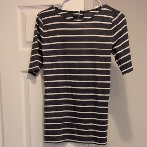 LOFT Vintage Soft Charcoal and White Striped Tee
